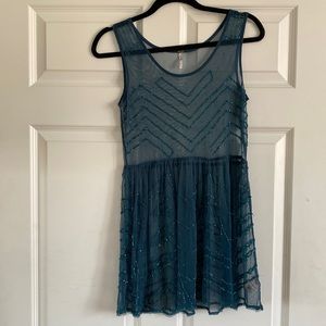 Free people blue mesh slip dress